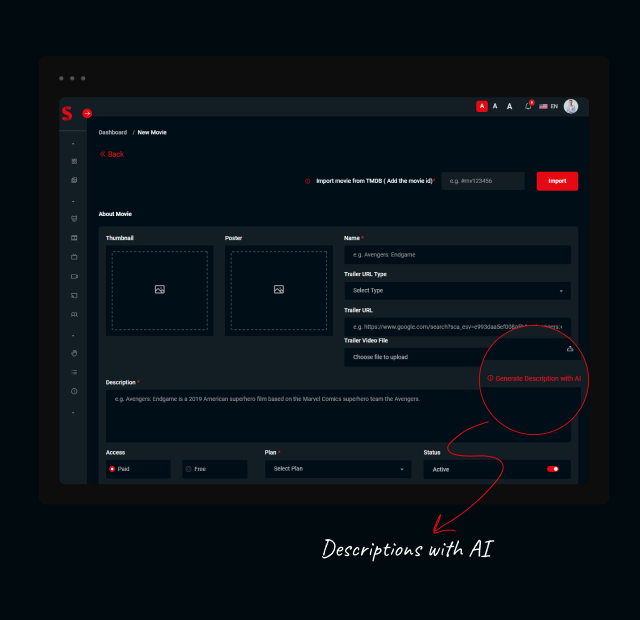Streamit automate ai descriptions support