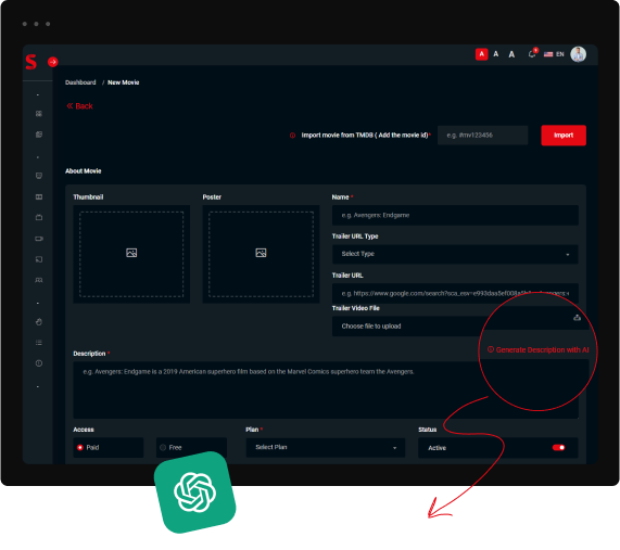 automate movie descriptions with chatgpt